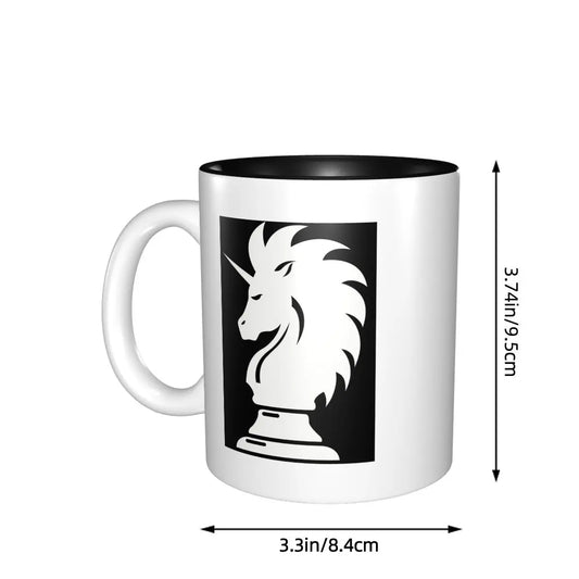 Knight Chess Horse Unicorn Mug Funny Ceramic Coffee Cups Tea Mugs Milk Cup Drinkware Gift for Woman Man echecs boutique