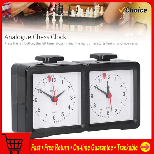 Pendule échecs analogique double cadran noir compte à rebours compétition