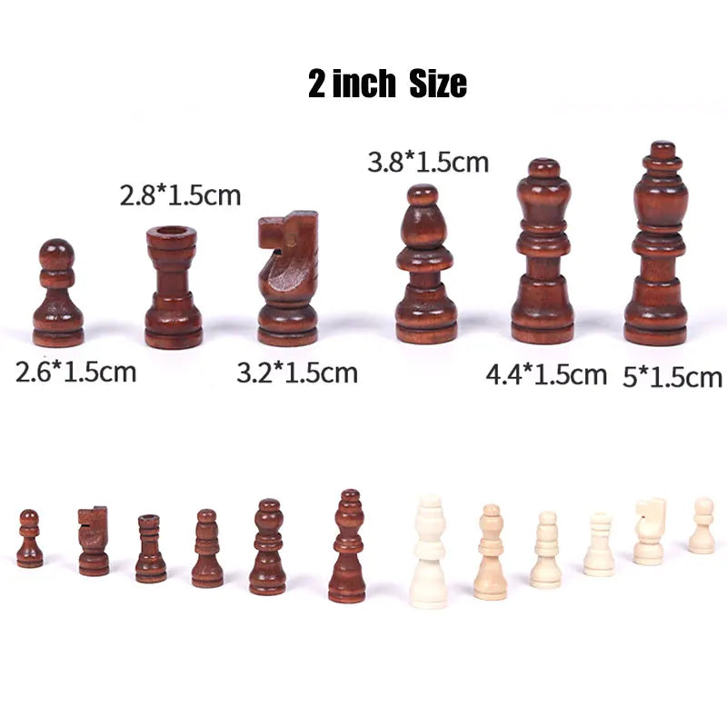 32PCS Wooden Chess Pieces Tournament Staunton Wood Chessmen International Word Chess Set Chess Piece Entertainment Accessories la boutique échecs