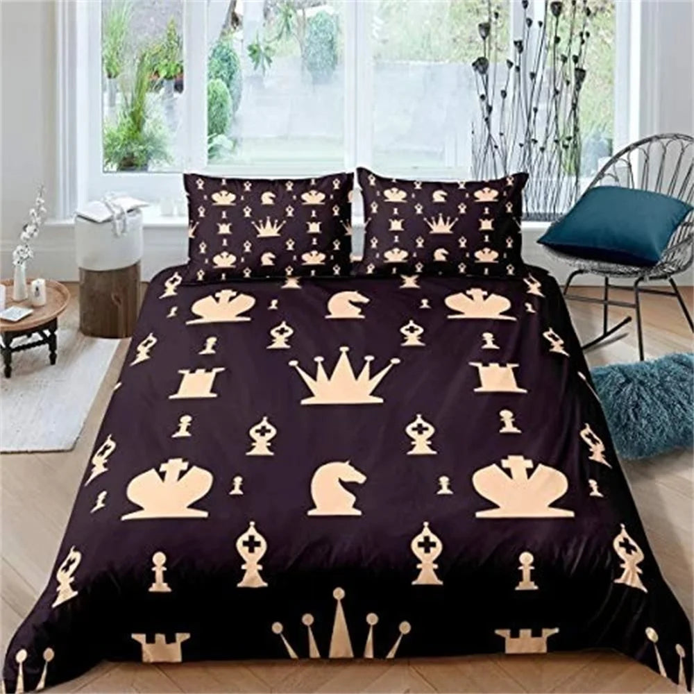 Parure de Lit Damier Noir et Blanc echecs boutique