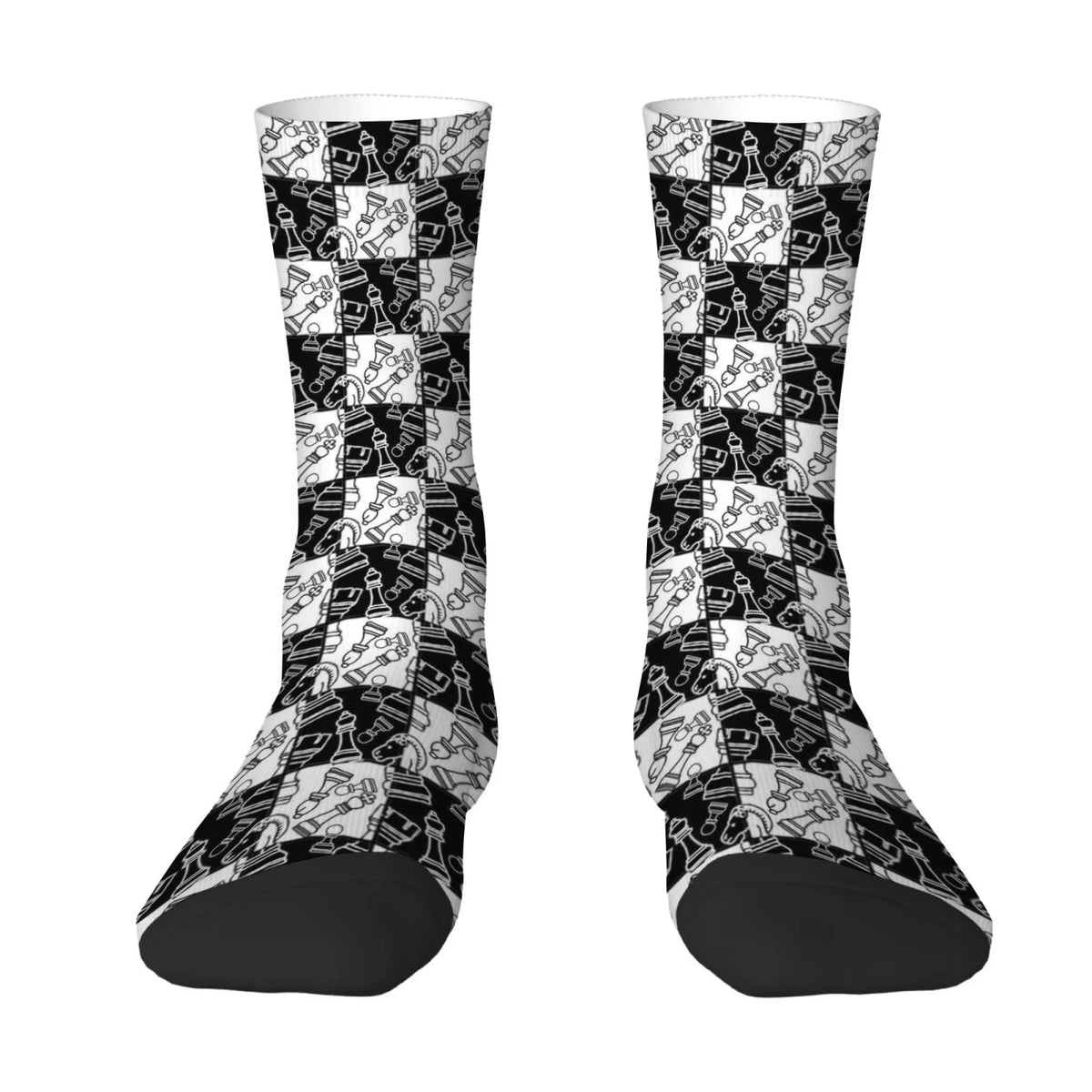 Chaussettes motif échiquier damier noir blanc style rétro harajuku