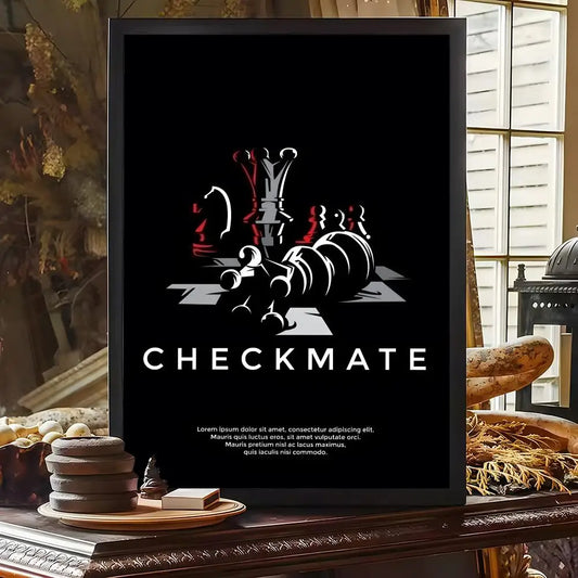 Tableau échecs pièces éclatées citation Checkmate