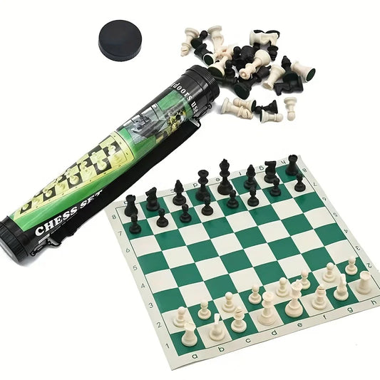 Outdoor Travel Portable Chess Set Barrel Folding Chessboard Plastic Chess Pieces Family Board Games Kids Chess Set la boutique échecs