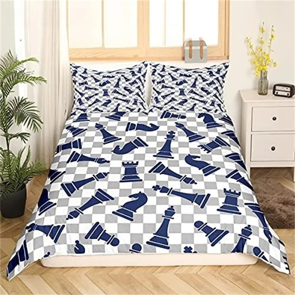 Parure de Lit Damier Noir et Blanc echecs boutique