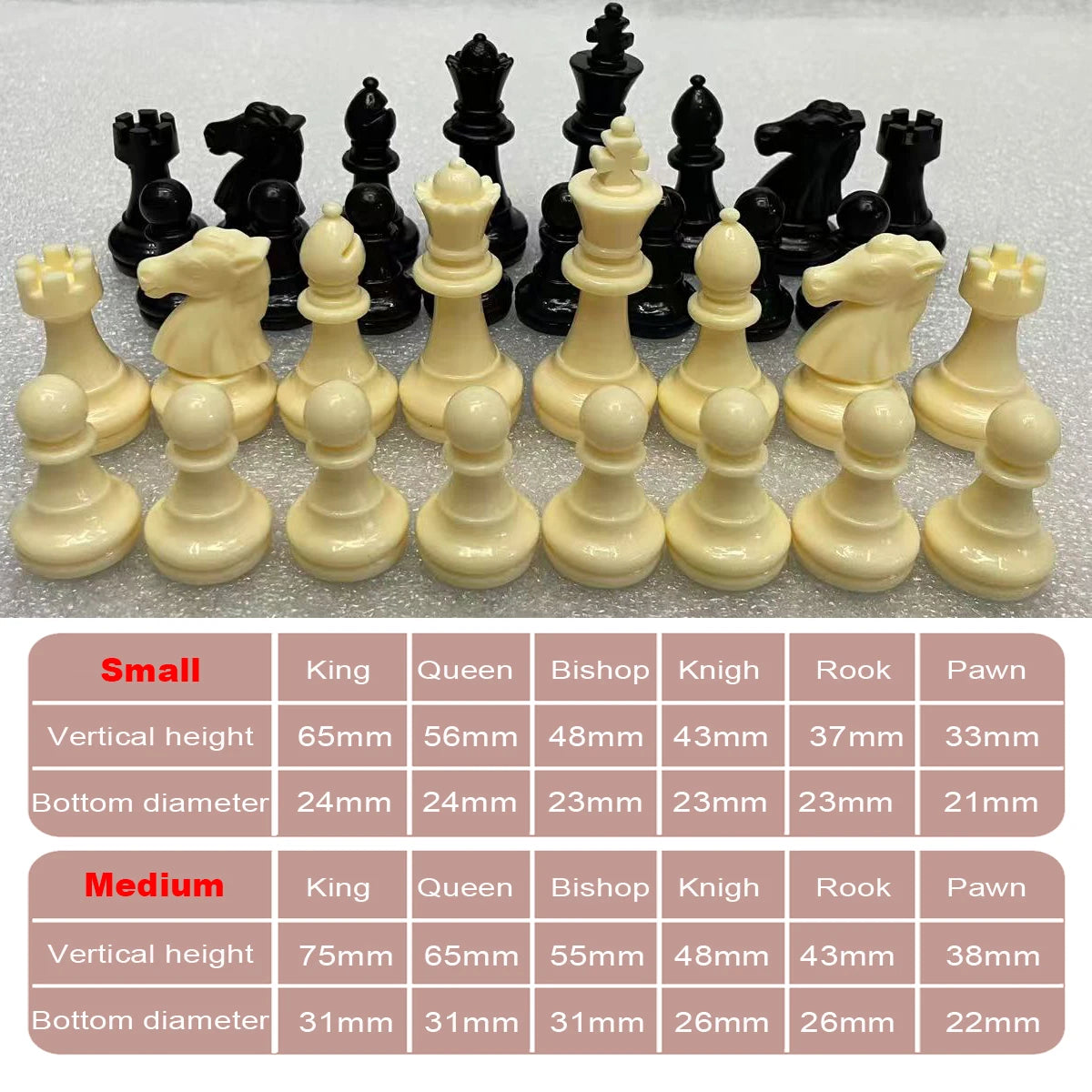 1 Set 32pcs Plastic International Chess Pieces King Heigth 65mm/75mm Chessmen Figurine Pieces Portable for Travel Classic Board la boutique échecs