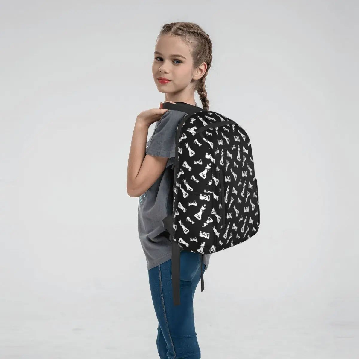 Black And White Chess Stuff Chess Board Backpack Student Boys Girls BookBag School Bag Laptop Shoulder Bags for Men Women la boutique échecs