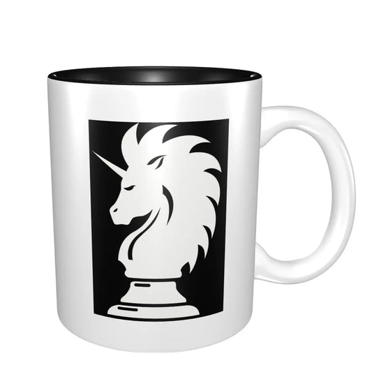 Knight Chess Horse Unicorn Mug Funny Ceramic Coffee Cups Tea Mugs Milk Cup Drinkware Gift for Woman Man echecs boutique