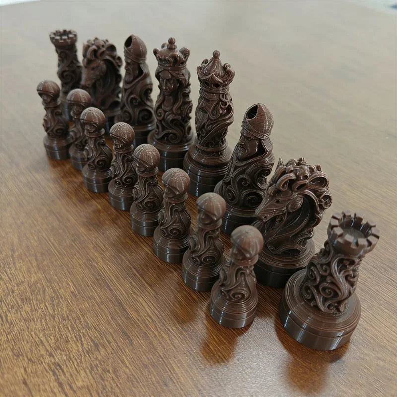 Baroque Skull Crown Chess Pieces Set 3D Printed International Chess Figurines Ornament Home Desk Decor Collectible Gift la boutique échecs
