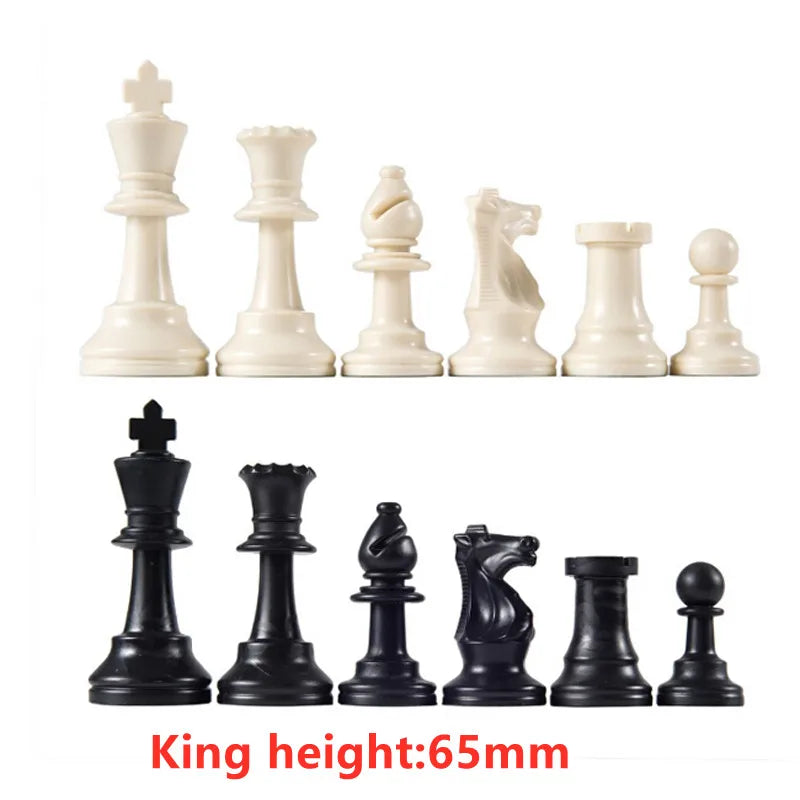 32 Pieses Plastic or Wooden Chess Standard Tournamen Staunton Wood Chessmen 6.5/5.5cm King Height，Chess Pieces Only No Board la boutique échecs