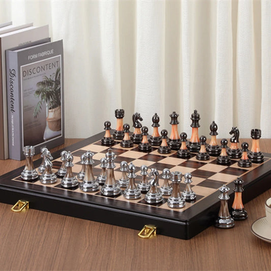 Large chess set 45cm/ 17.7-inch wooden chessboard, high-end electroplated + acrylic chess king, 9cm/ 3.54-inch high la boutique échecs