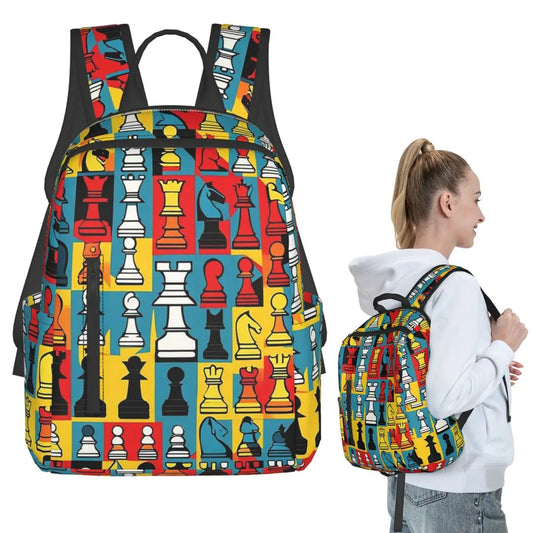 Cartoon Chess Pattern Backpack Student BookBag Kids School Bag Laptop Shoulder Bags Boys Girls la boutique échecs