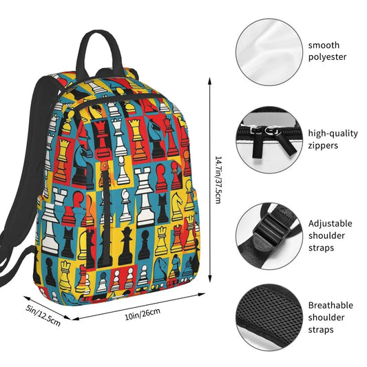 Cartoon Chess Pattern Backpack Student BookBag Kids School Bag Laptop Shoulder Bags Boys Girls la boutique échecs