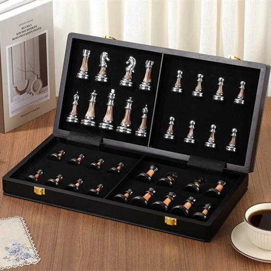 Large chess set 45cm/ 17.7-inch wooden chessboard, high-end electroplated + acrylic chess king, 9cm/ 3.54-inch high la boutique échecs