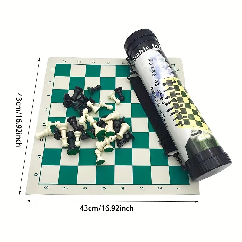 Outdoor Travel Portable Chess Set Barrel Folding Chessboard Plastic Chess Pieces Family Board Games Kids Chess Set la boutique échecs
