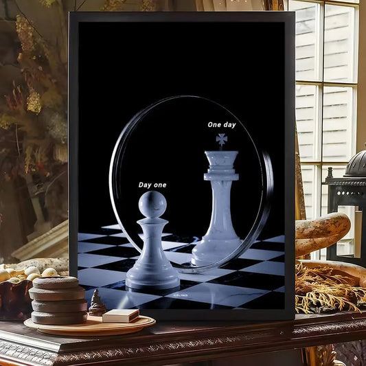 Tableau échecs pion et roi miroir citation Day One transformation