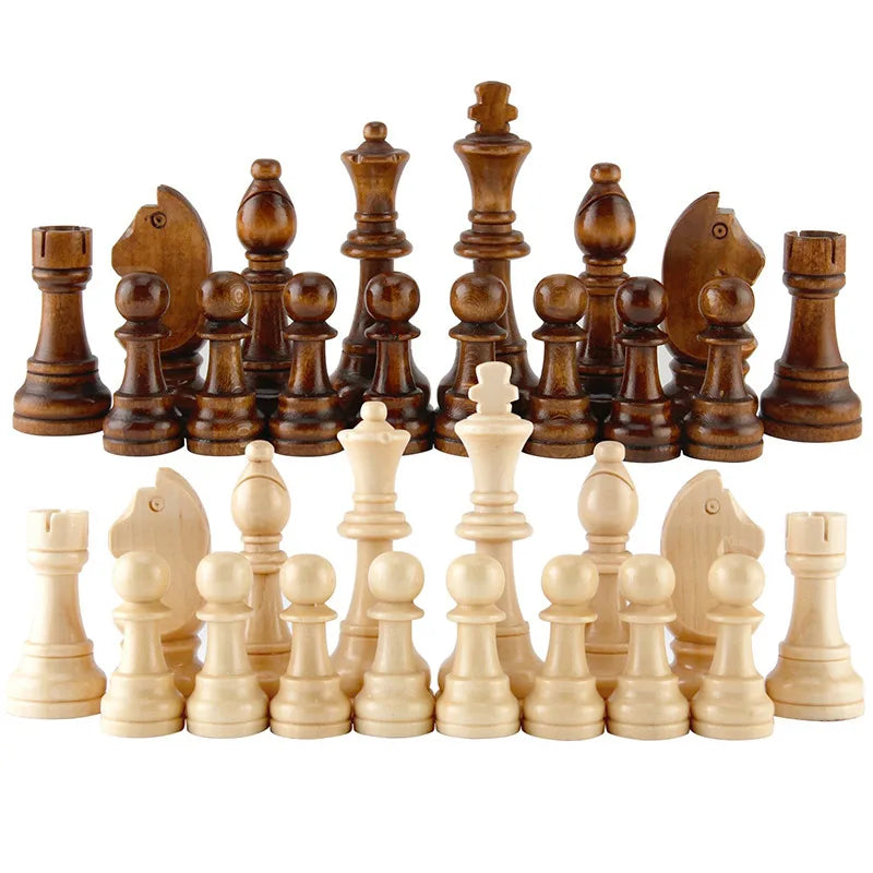 Pièces échecs staunton tournoi 32 pièces marron blanc sans échiquier