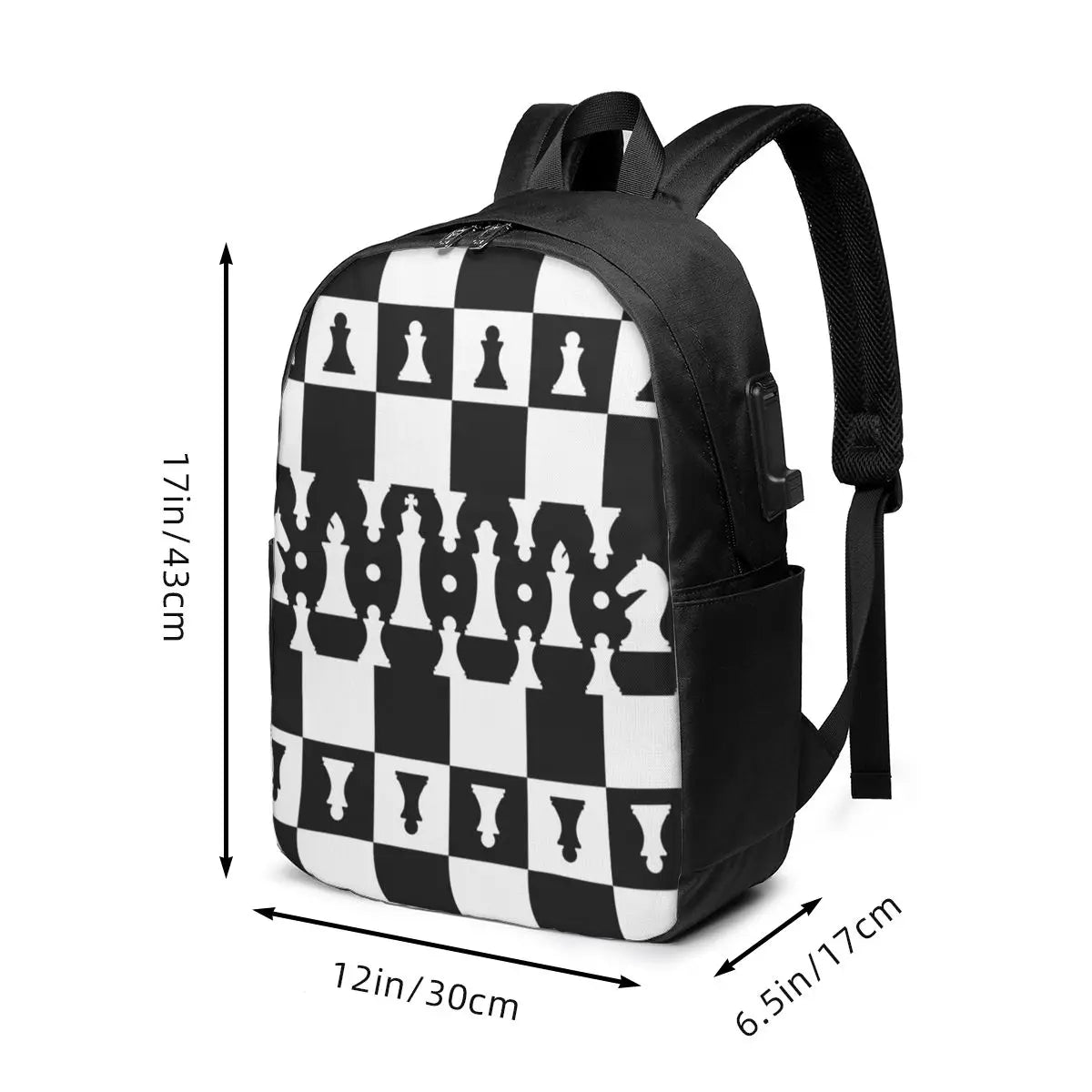 Chess Pieces On Board Chessboard Backpack Travel Notebook Bag Computer College Student School Bag Laptop Shoulder Bags la boutique échecs