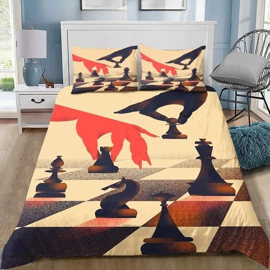 Parure de Lit Pièces d'Échecs Vintage