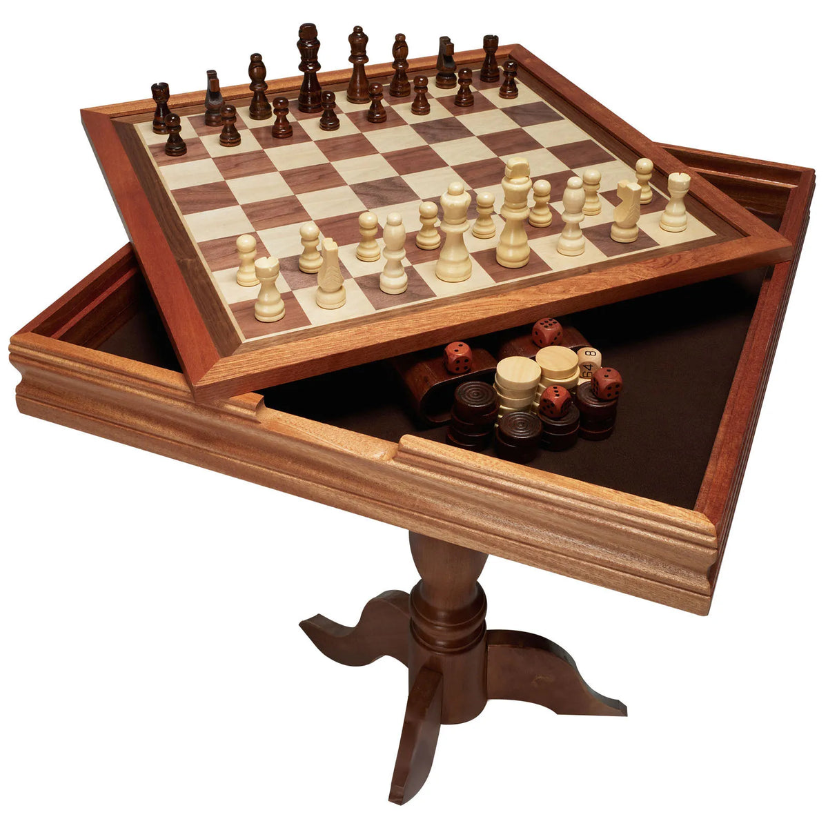 SucceBuy 18 Inch 3-IN-1 Chess Checkers Backgammon Table Set Premium Wooden Chess Table Deluxe Combo Game Table Furniture Set la boutique échecs