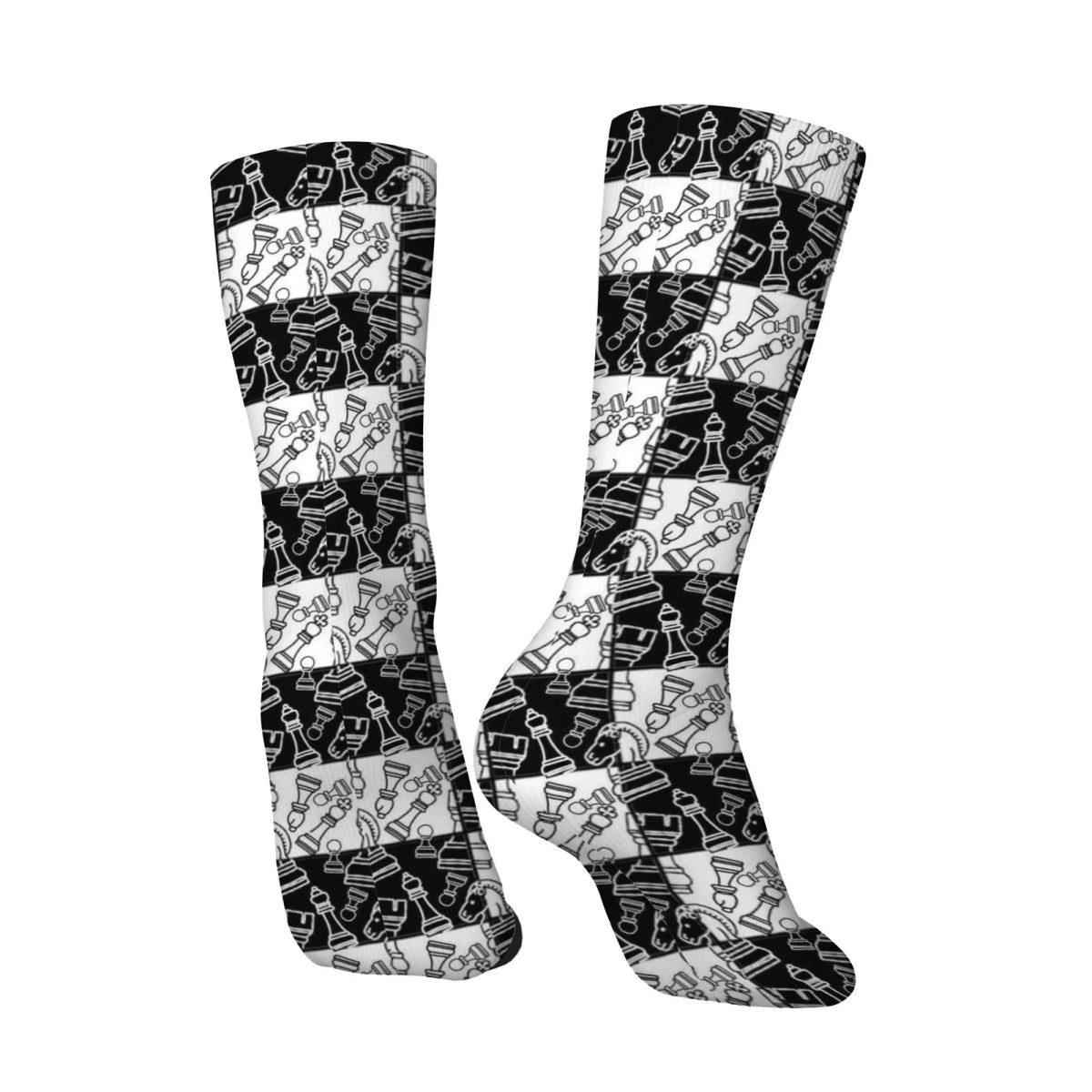 Chaussettes motif échiquier damier noir blanc style rétro harajuku