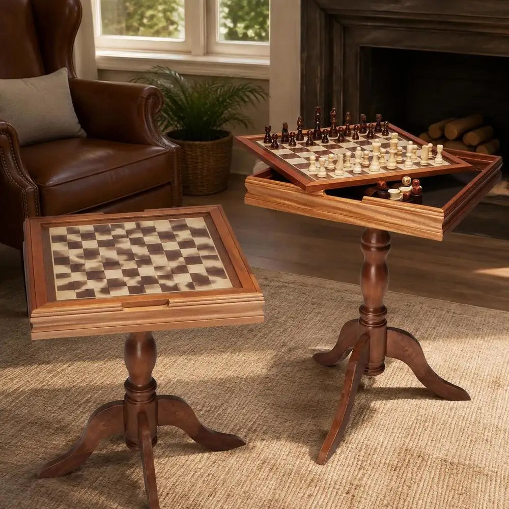 3 In 1 Sapele Wood Game Board 65 x 65 x 67.5 Cm Combined Chess Checkers Backgammon Table With Built In Storage Luxury la boutique échecs