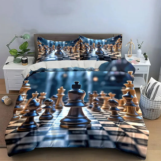 Parure de Lit Pièces d'Échecs Vintage