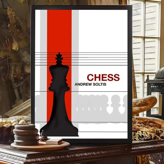 Tableau échecs roi noir bande rouge design minimaliste Chess