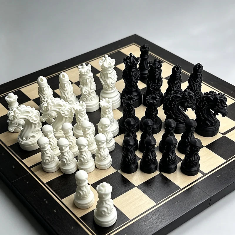 Baroque Skull Crown Chess Pieces Set 3D Printed International Chess Figurines Ornament Home Desk Decor Collectible Gift la boutique échecs