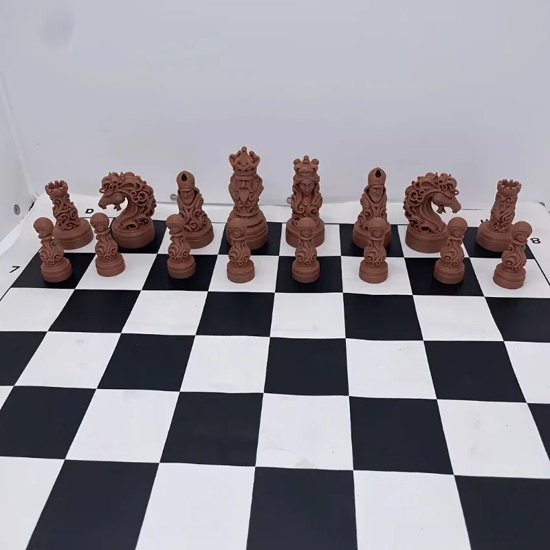 Baroque Skull Crown Chess Pieces Set 3D Printed International Chess Figurines Ornament Home Desk Decor Collectible Gift la boutique échecs